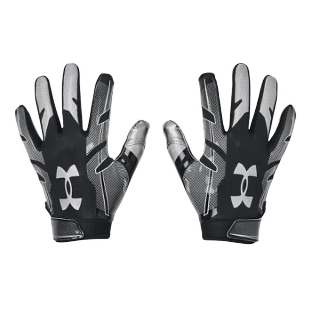 Under Armour Men's F8 Football Gloves Size L Black/Silver Super Sticky Grip NWT